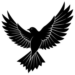 Obraz premium Silhouette of a bird in flight, symbolizing freedom, depicted in black against a pure white background