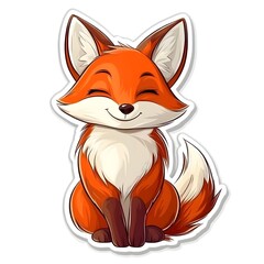 Fototapeta premium Fox Character: The cartoon illustration features an adorable fox with a cheerful smile, the design aims to capture the friendliness and appeal of this clever creature.
