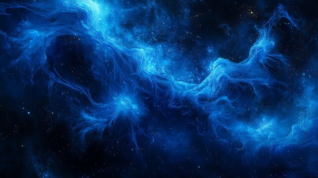 An abstract artistic portrayal of neurons in a blue color palette