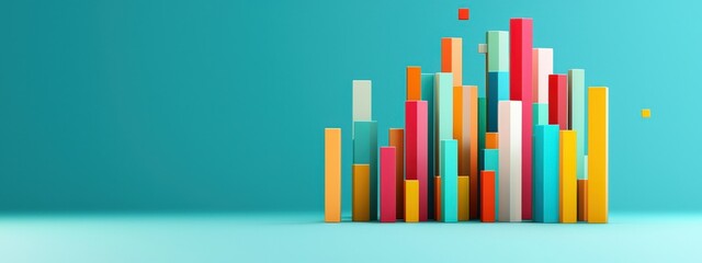 Obraz premium Colorful growth analytics represented with bold 3D bars