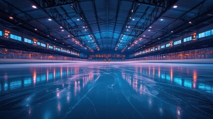 Illuminated Ice Rink: A Serene Winter Night