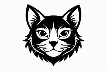 cat head line art silhouette vector illustration