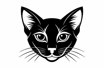 cat head line art silhouette vector illustration