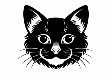 cat head line art silhouette vector illustration