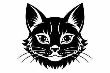 cat head line art silhouette vector illustration