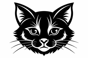 cat head line art silhouette vector illustration