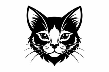 cat head line art silhouette vector illustration
