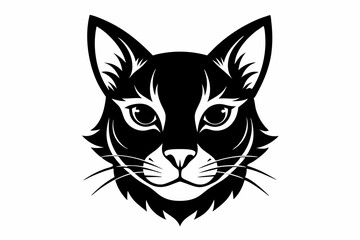 Fototapeta premium cat head line art silhouette vector illustration