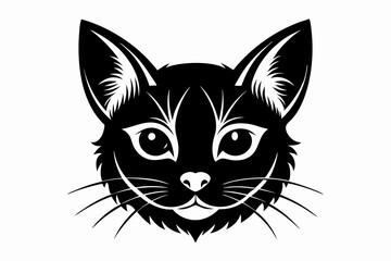 cat head line art silhouette vector illustration