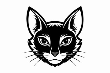 cat head line art silhouette vector illustration