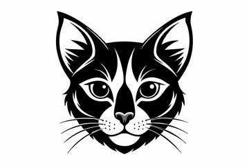 cat head line art silhouette vector illustration