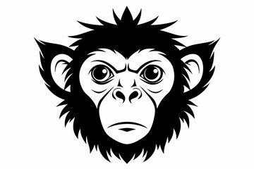 Obraz premium a monkey head line art silhouette vector illustration