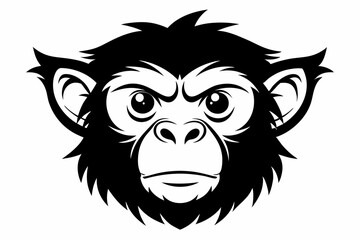 a monkey head line art silhouette vector illustration