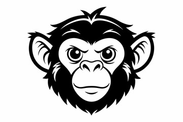 a monkey head line art silhouette vector illustration
