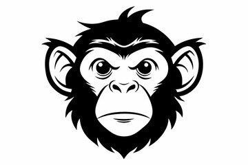 a monkey head line art silhouette vector illustration