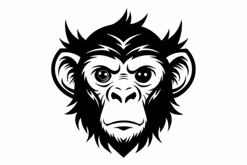 a monkey head line art silhouette vector illustration
