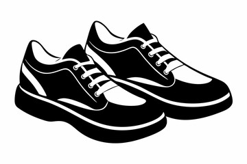 a pair of shoes line art silhouette vector illustration