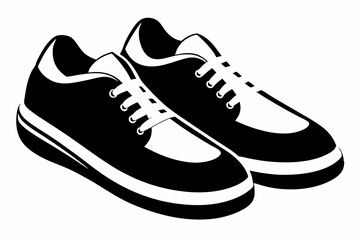 a pair of shoes line art silhouette vector illustration