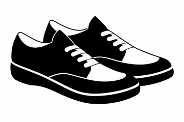 a pair of shoes line art silhouette vector illustration