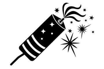 creative new year firecracker line art silhouette vector illustration