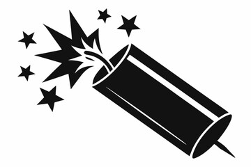creative new year firecracker line art silhouette vector illustration