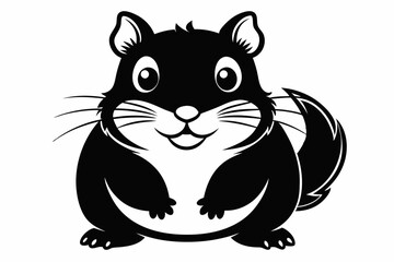 cute hamster line art silhouette vector illustration