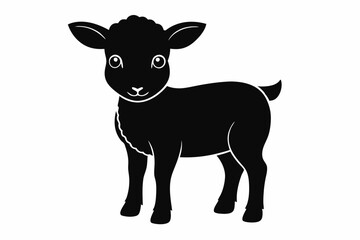 cute lamb line art silhouette vector illustration