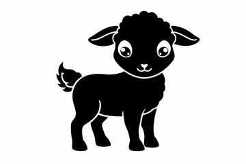 cute lamb line art silhouette vector illustration