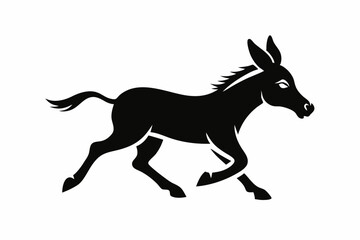 donkey running line art silhouette vector illustration