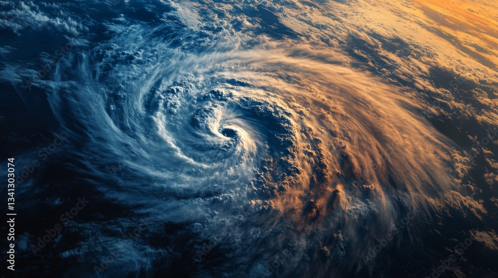 Poster a time-lapse of a cyclone approaching the land, with the swirling clouds growing darker and more int