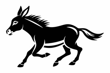 donkey running line art silhouette vector illustration