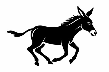 donkey running line art silhouette vector illustration
