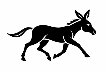 donkey running line art silhouette vector illustration