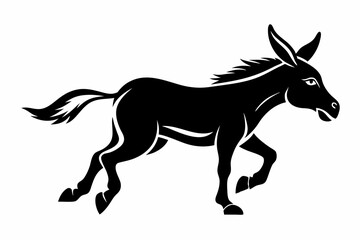 donkey running line art silhouette vector illustration