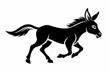 donkey running line art silhouette vector illustration