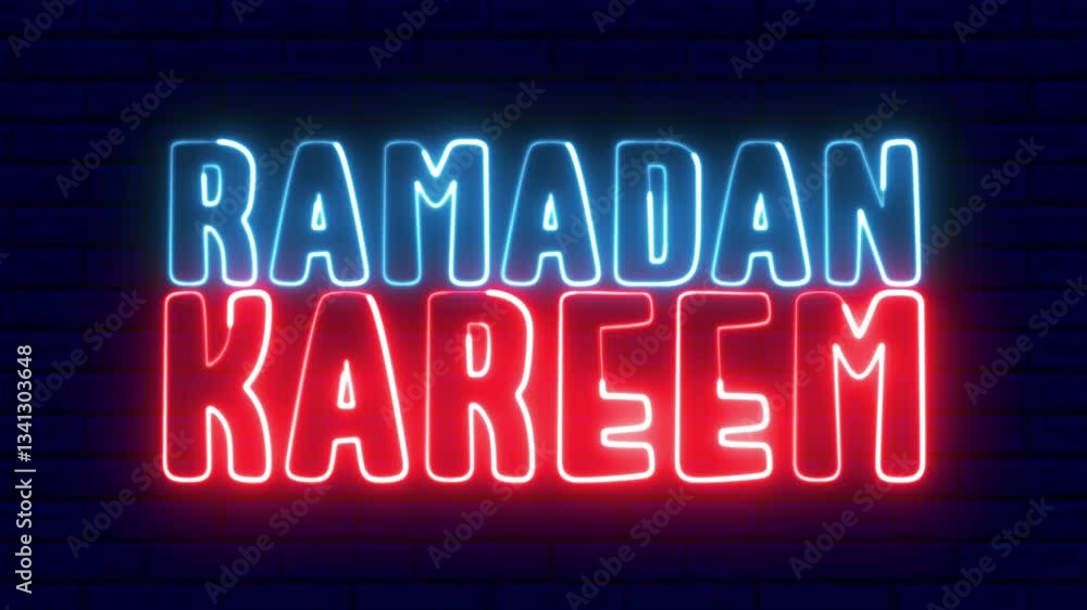 Poster ramadan kareem text font with light. luminous and shimmering haze inside the letters of the text ram