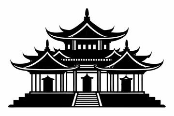 Fototapeta premium elegant chinese architecture line art silhouette vector illustration