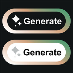  Modern AI generative button. AI is entered by a command prompt to generate ideas.Generatepress button in style for Apps, websites,interfaces.UI UX elements. vector illustration
