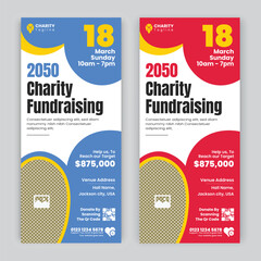 Charity fundraiser rack card design template or Charity activities event Dl flyer, leaflet, handbill design