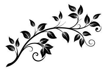 elegant leafy vine line art silhouette vector illustration
