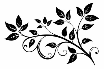 elegant leafy vine line art silhouette vector illustration