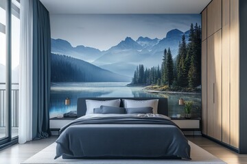 Minimalist Bedroom with Skyline View
