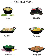 Japanese food set of icons for vector illustrations