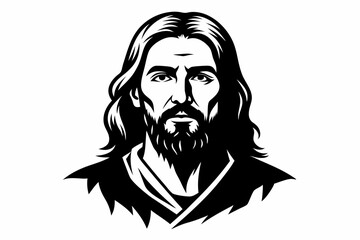 jesus christ line art silhouette vector illustration