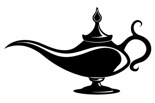 recommend clip art: magic lamp line art silhouette vector illustration