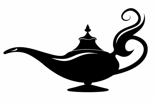 recommend clip art: magic lamp line art silhouette vector illustration