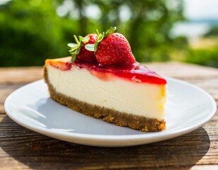 Classic New York Cheesecake with Strawberry Topping Dessert