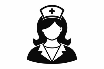 nurse icon line art silhouette vector illustration