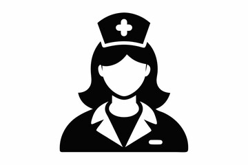 nurse icon line art silhouette vector illustration