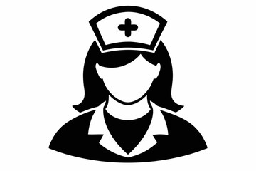 nurse icon line art silhouette vector illustration